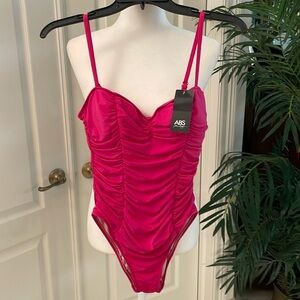 Fully lined brand new one piece Hot Pink Bathing Suit Size 10 ABS Allen Schwartz